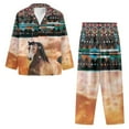 thumbnail image 3 of Kuiaobaty Aztec Horse Print Pajamas for Women Southwest American Tribal Homewear Sleepwear Comfy Loungewear Soft Bedroom Costume Casual Daily Wear Nightwear Sets, M, 3 of 7