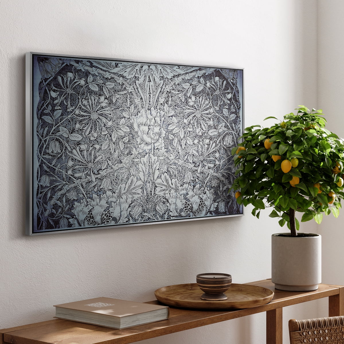 Vintage Abstract Print-LV Framed in Silver Wood Gallery Wrapped Canvas 27 in. x 41 in.