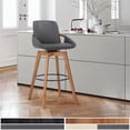 thumbnail image 2 of Pemberly Row 26" Wood/Faux Leather Swivel Counter Stool in Gray/Walnut, 2 of 6
