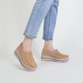 thumbnail image 3 of Ruiatoo Women Platform Loafers Slip On Comfort Suede Wedge Shoes Low Top Moccasins Khaki 37, 3 of 6