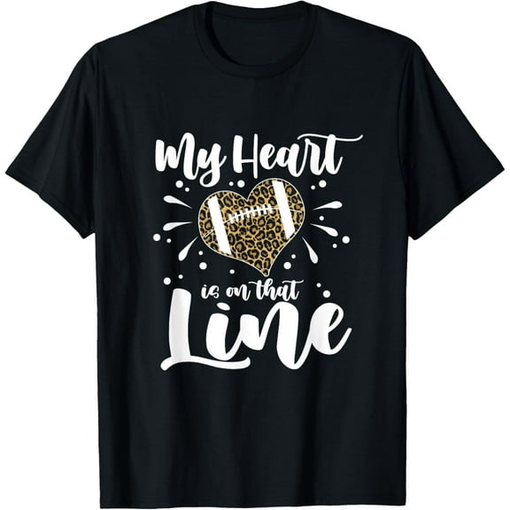 Football Lineman Mom Leopard Cheetah Print Football Player T-Shirt