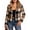 Khaki, variant on Women Flannels Cropped Long Sleeve Blazer V Neck Button Down Jackets Plaid Fall Coat Tops Khaki M