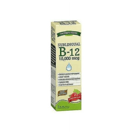 Nature's Truth Sublingual B-12 10,000 mcg Natural Berry Flavor Liquid - 2 oz, Pack of 4