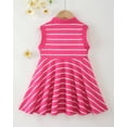 thumbnail image 2 of Baby Girls Clothes Toddler Girls Polo Dress 4T Girls Summer Casual Dress 5T Girls Lapel Sleeveless Stripe Dress Rose Red, 2 of 7