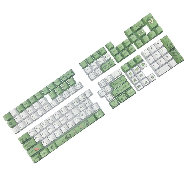 Thai Keycaps Frog Theme Keycaps Set, DA/OEM Profile PBT Dye Sublimation for 61/64/68/75/87/98/104 Mechanical Keyboard