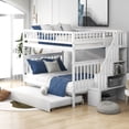 thumbnail image 2 of Tcbosik Full Over Full Bunk Bed With Trundle And Staircase,White, 2 of 9