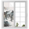thumbnail image 2 of Chinese Ink Painting Window Privacy Film, Mountain Cloud Modern Art Static Cling UV Sun Blocking Tint Film Heat Control Windows Films for Bedroom Bathroom, Window Stickers 23.6"x59", 2 of 8