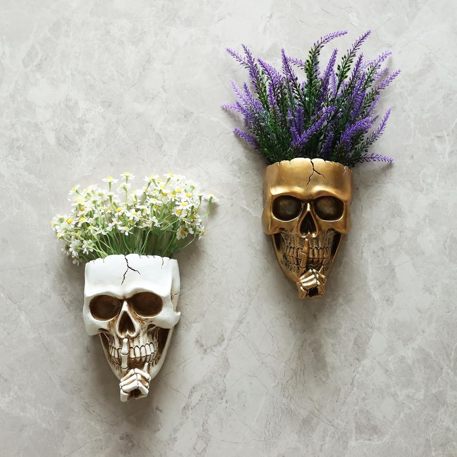 Skull Face Hanging Planter with Drainage Hole for Indoor Outdoor Plants