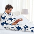 thumbnail image 6 of Honeii Cute Cartoon Dinosaurs Pattern Mens Pajamas Set,2pcs Men's Lounge Long Sleeve Sleep Shirt and Pajama Bottoms Sleepwear Set,Mens Pjs Sets-XX-Large, 6 of 7