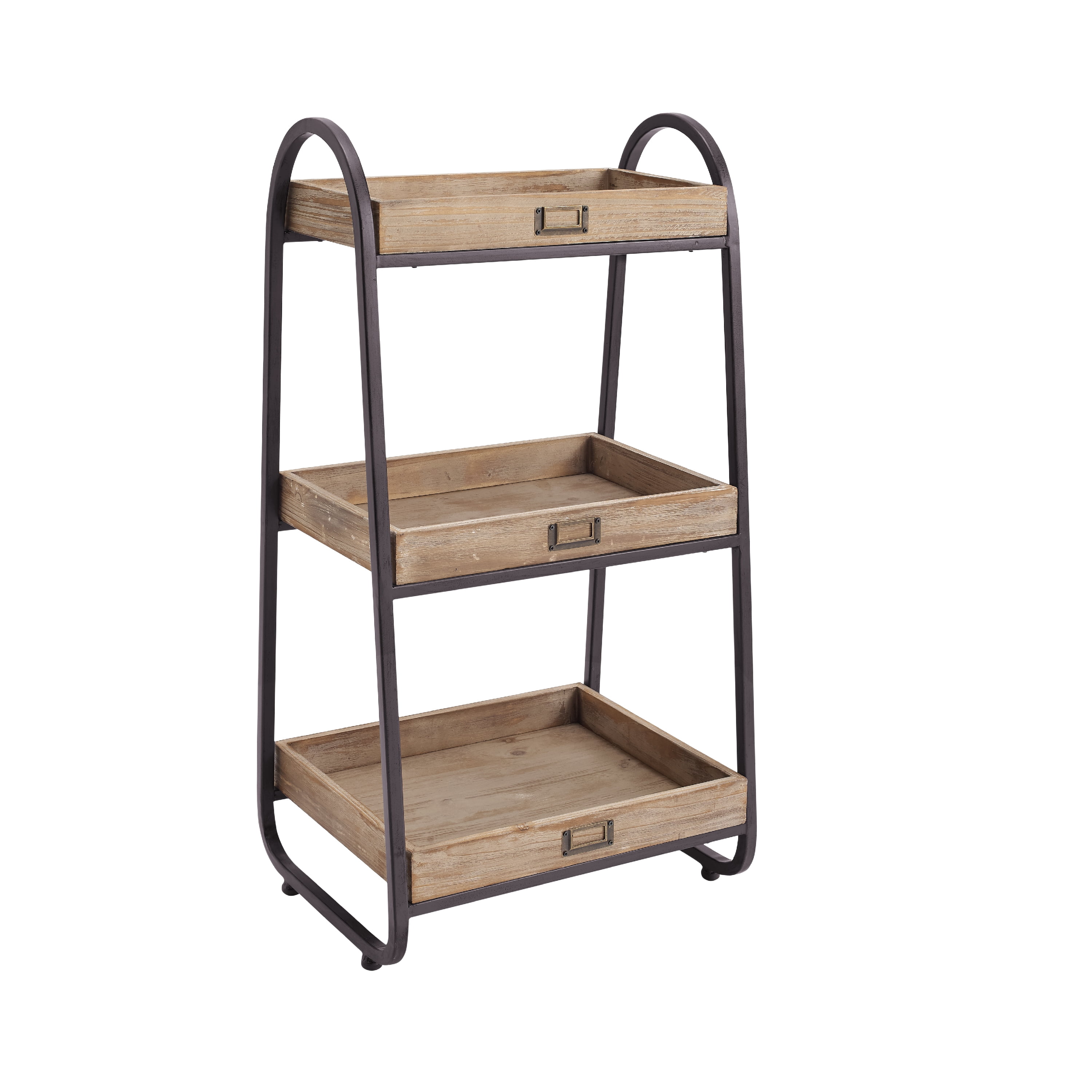 Linon Robinson 3-Tier Bath Stand, 32" Tall, Rustic Brown and Iron Finish