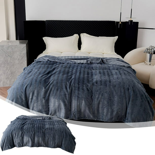 Xihbxyly Manta Polar a Rayas, Terciopelo Vintage, Suave y Cálida, Acogedora para Las Noches de Invierno, Versátil para La Siesta o Como Chal, Perfecta para Todas Las Estaciones, 180 X 200 Cm.