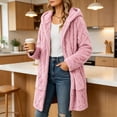 thumbnail image 6 of Womens Fleece Jacket Solid Cozy Winter Warm Zip-Up Outerwear with Hood and Pockets, 6 of 6