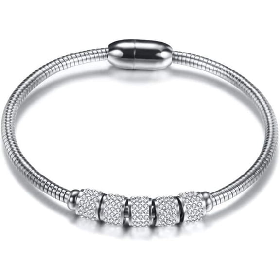 Stainless Steel Cubic Zircon Snake Chain Bangle Bracelet