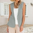 thumbnail image 2 of YUGYXL Cotton Linen Suit Jacket for Women Casual Sleeveless Lapel Business Blazers with Pockets Cardigans Tops Gray L, 2 of 7