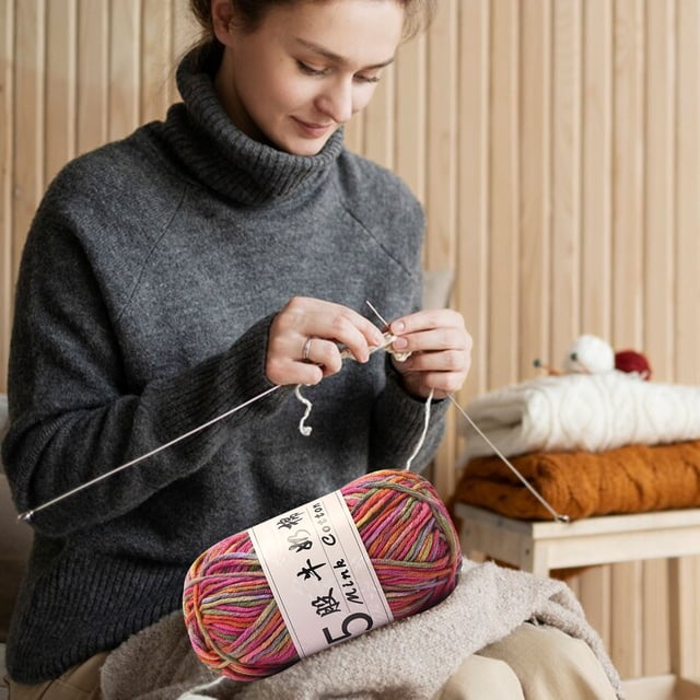 Hilo de algodón con leche para ganchillo y punto | Hilo degradado tejido a mano para muñecas, ropa de bebé y bufandas | Hilo acrílico suave para tejer y para proyectos de manualidades caseras