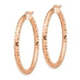 thumbnail image 2 of Primal Gold 14 Karat Rose Gold 3x30mm Diamond-cut Hoop Earrings, 2 of 4