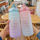 thumbnail image 2 of Botella de agua deportiva de gran capacidad para exteriores, 2L, taza de plástico creativa, cubierta de rebote, taza de paja a prueba de fugas con marcador de tiempo, 2 of 5