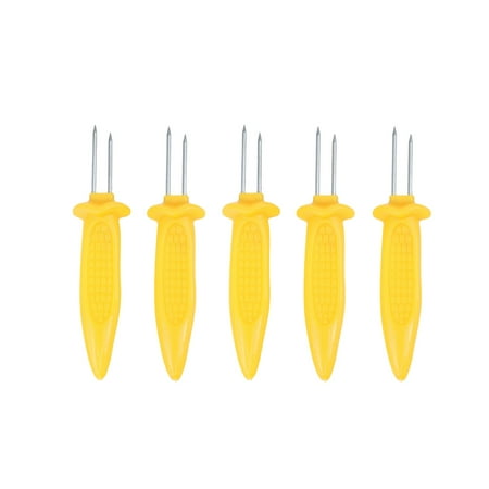 

HOMEMAXS 5 Pcs Stainless Steel Corn Shape Handle Fork Barbecue Anti-scalding Fork Meat Piece Fruit Fork for Kitchen Barbecue Camping Picnic Yellow