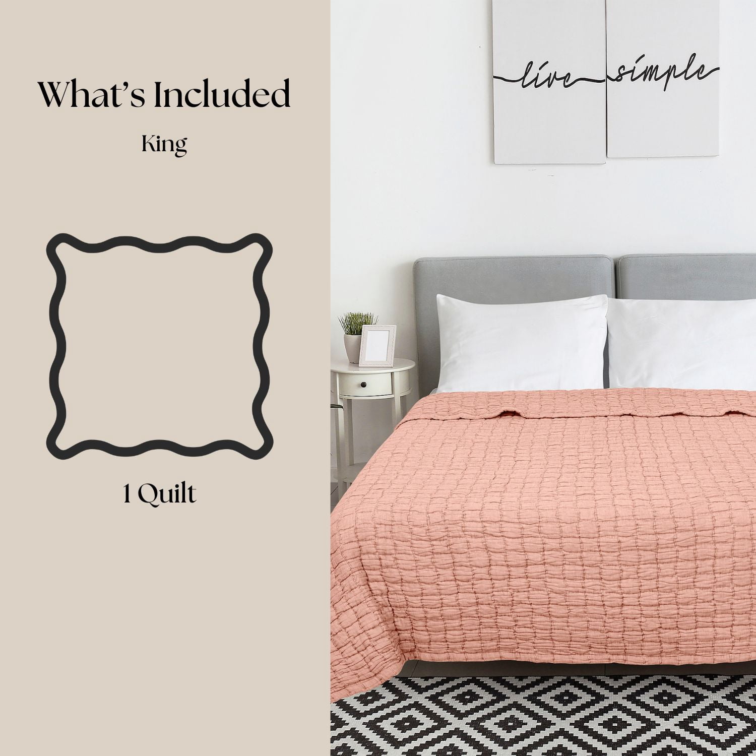 Mainstays Check Matelasse Quilt, Terracotta, King