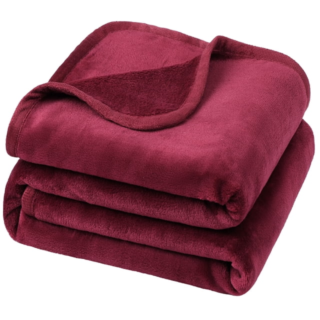 Manta Cama PiccoCasa Manta para Sofá de Franela Lana Reversible 130x150cm Borgoña