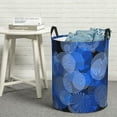 thumbnail image 1 of YFYANG Waterproof Laundry Hamper, Blue Line Circle Laundry Basket Oxford Fabric with Handle Foldable, S, 1 of 8