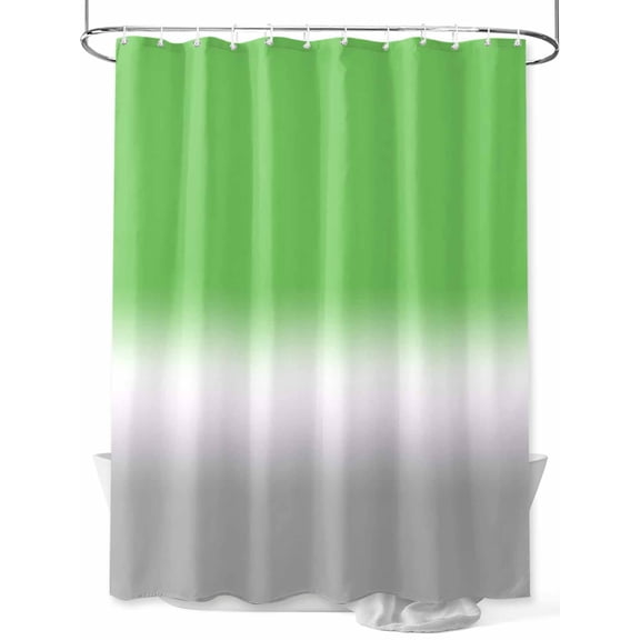 Shower Curtain Green and Grey Ombre Bathroom Curtains with Hooks, Waterproof Fabric Gradient Gradual Color Bath Shower Curtains Set for Bathroom Bathtubs Decor 36x72 Inch