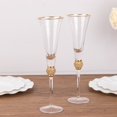 thumbnail image 4 of Efavormart 6 Pack Gold Rim Clear Champagne Flute Glasses with Studded Diamond Rhinestones, 6oz Long Stem Crystal Toasting Cocktail Wine Glasses - 11", 4 of 8