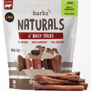 Barkz Naturals 6 Inch Jumbo Odor-Free Bully Sticks for Small to Medium Dogs,(6 Inch, 6 Pack), Power Chewers, All-Natural Beef Pizzle Dog Chews