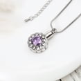 thumbnail image 4 of Round Purple Beautiful Crystal Rhinestone Flower Cremation Urn Necklace for Ashes Stainless Steel Memorial Pendant Keepsake Jewelry with Free Funnel Kit and Velvet Jewelry Box, 4 of 12