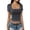 Dark Gray, variant on Women Square Neck Lace Short Sleeve Top Y2k Lace Trim Slim Fit Basic Blouse Going Out Shirts Cream White M