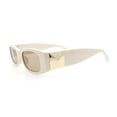 thumbnail image 5 of Womens Metal Pyramid Jewel Hinge Narrow Rectangle Retro Chic Plastic Sunglasses Beige - Brown, 5 of 6