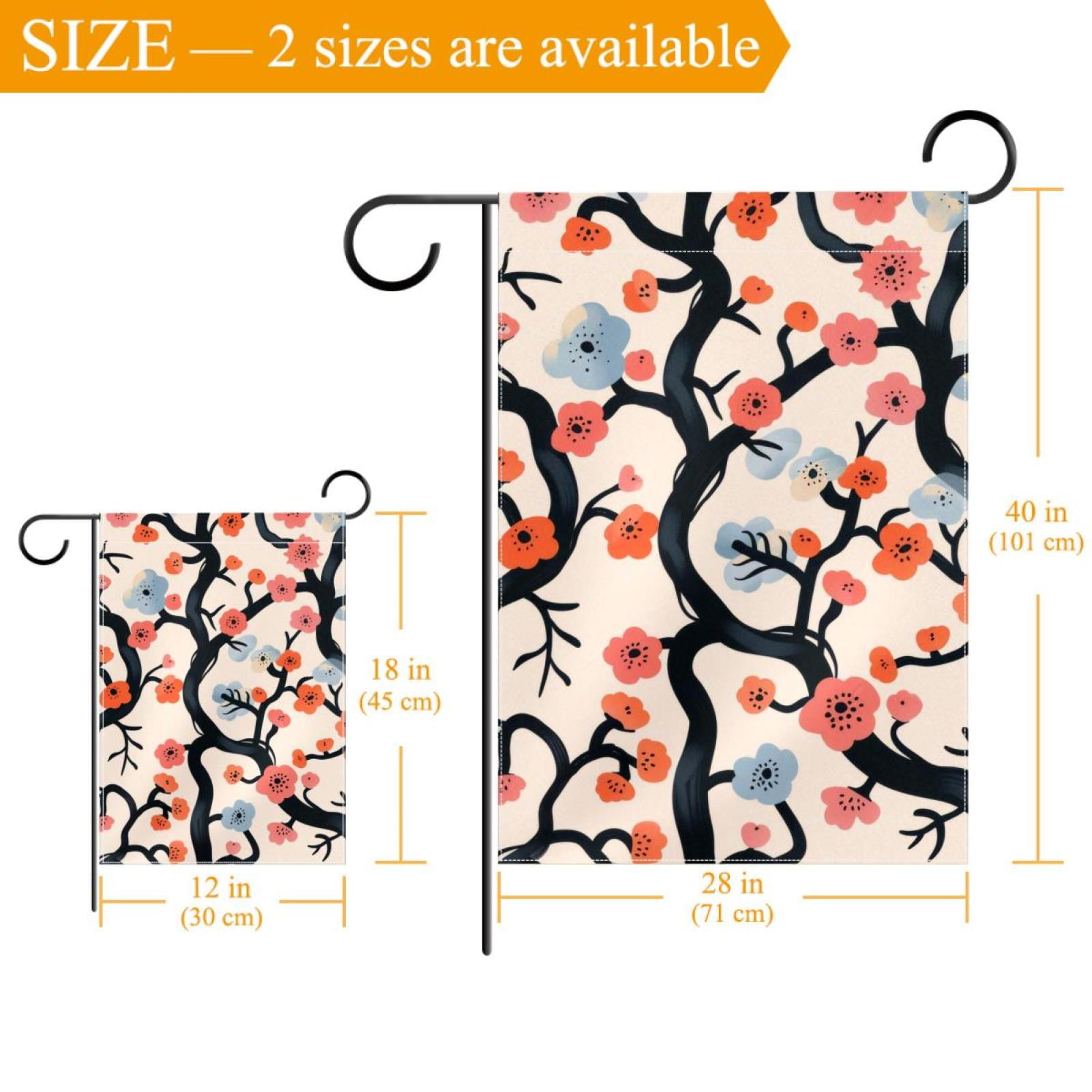 Welcome Seamless Floral Pattern Garden Flag, Vertical Double Sided Small House Flag, Yard Farmhouse Outdoor Deck Veranda Lawn Decor 28x40 Inch