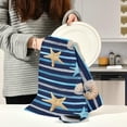 thumbnail image 2 of Starfish Seashell Stripes Tea Towels Set of 1 Watercolor Nautical Pattern Kitchen Dish Cloth with Hanging Loop, 18"x28"Lint-Free Absorbent Towel for Kitchen Drying Wiping and Cleaning, 2 of 6