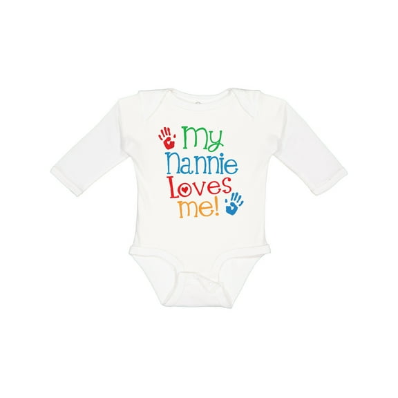 Inktastic My Nannie Loves Me Boys or Girls Long Sleeve Baby Bodysuit