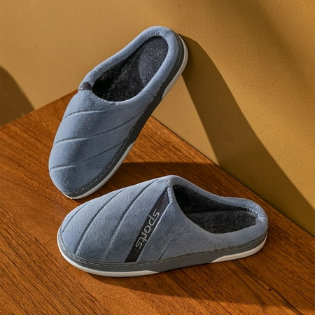 

uikmnh Warm Slippers Winter Couples Men Warm Home Baotou Plush Soft Bottom Comfortable Solid Color Flat Cotton Slippers 9.5