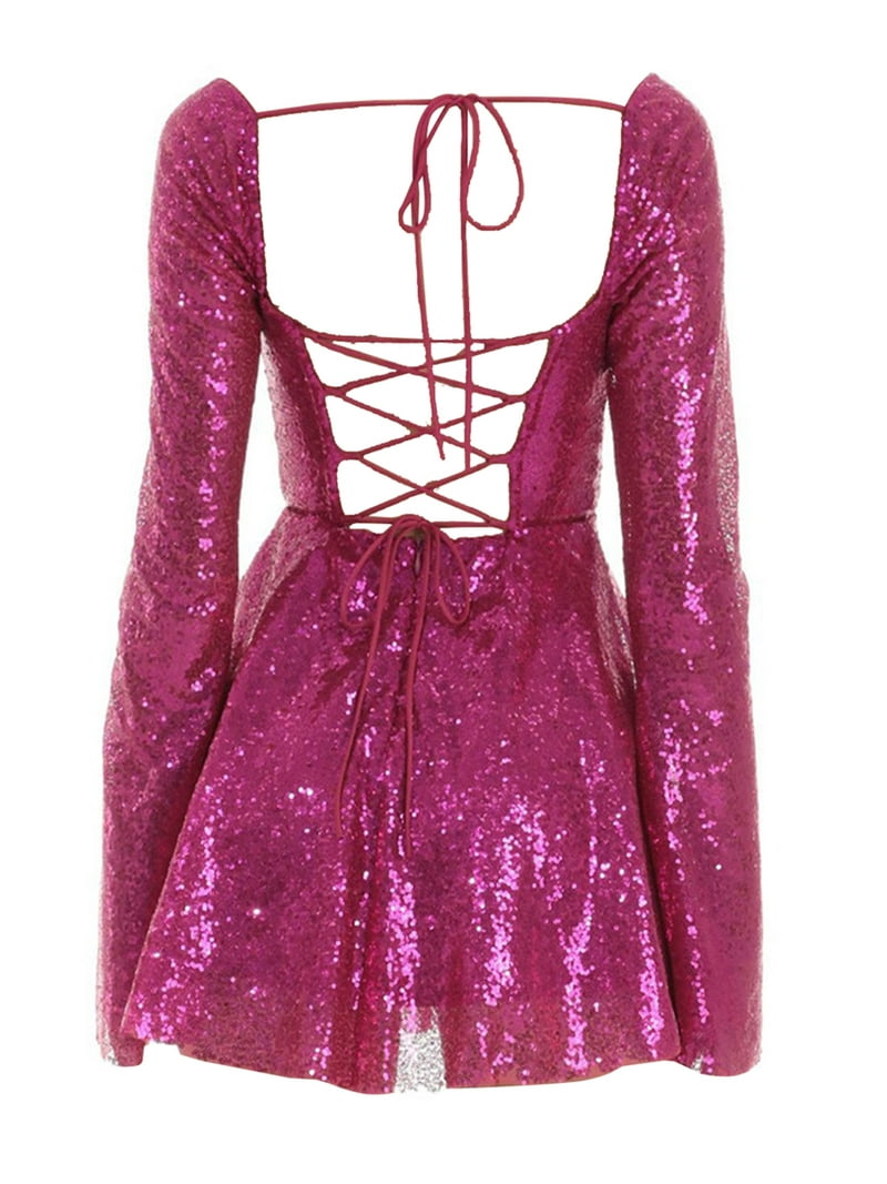 Haitryli Women's Long Sleeve Sequin Homecoming Dresses Sparkly Short Prom  Dresses Cocktail Dresses Hot Pink S - Walmart.com