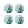 thumbnail image 2 of Kll Round Shape Drink Coasters Set Of 4,Pu Leather Absorbent Coasters Set Decorative Coffee Cup Coasters Housewarming Gift For Home Decor-Dog Wrapped In Towel, 2 of 9