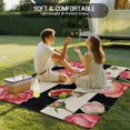 thumbnail image 4 of Flower Stripes Outdoor Rug 5x7 Ft - Reversible Patio Rug Outdoor Camping Rugs, Black White Geometric Pink Rose Floral Washable Indoor Outdoor Area Rugs, Non-Slip Outdoor Carpet Runner for Deck/Porch, 4 of 8