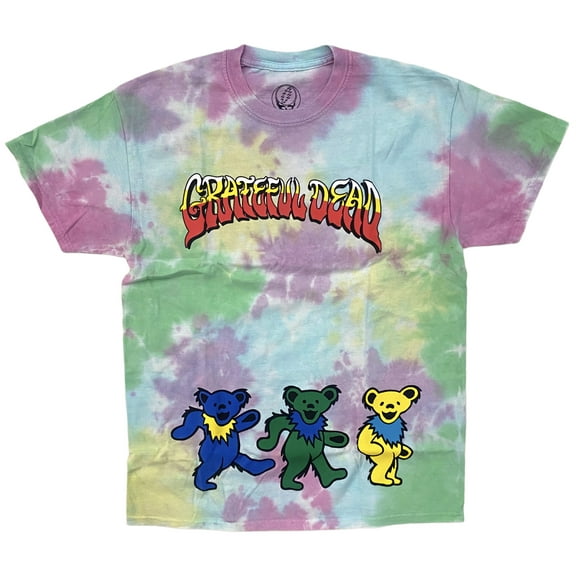 Grateful Dead Unisex Officially Licensed Dancing Bear Tie Dye Tee T-Shirt (Small/Medium, Multi Tie Dye)