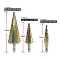 thumbnail image 2 of M2 Titanium Step Drill Bits 3 Pieces for Metal, Wood, Stainless Steel, Plastic （4—12/20/32mm), 2 of 5
