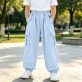 thumbnail image 2 of Splozh Cargo Pants for Girls Parachute Baggy Joggers Pants Kids Clothes with Pockets Hiking Outdoor Trousers Hiking Pants for Girls,Sky Blue,11-12 Years, 2 of 4