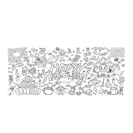 Interactive Coloring Tablecloth For Children With Pumpkin And Castle Patterns High-Quality Waterproof Paper 183*76Cm Party Decor