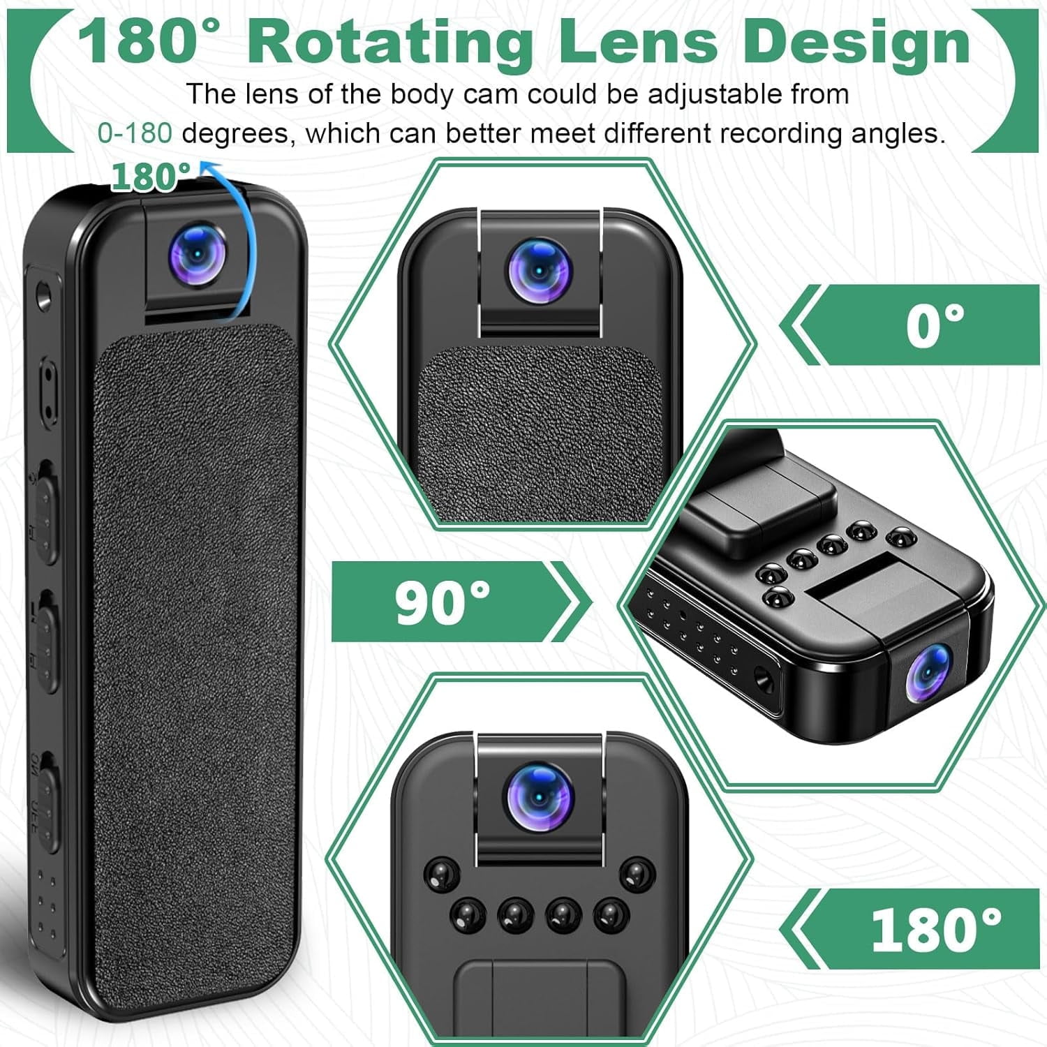 UDH Mini Body Cam, Body Camera with Audio and Video Recording, Action Camera, Clip-On Video Recorder, Small Video Camera Built-in Battery, Invisible Camera Recorder, with Night Vision Function