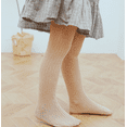 thumbnail image 1 of Girls Ribbed Tan Brown Cotton Tights 8-11 Years, 1 of 1