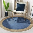 thumbnail image 3 of Indian Handmade Braided Inner Navy Blue Natural Jute Area Rug, Home Décor Rug, Floor Decor Carpet Size - 4' Round (120 cm x 120 cm), 3 of 5