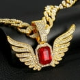 thumbnail image 3 of Hip Hop Cuban Chains Red Gemstone Wing Pendant Diamond Cuban Necklace for Men and Women 15mm Necklaces Jewelry Iced Out Bling Chain, 3 of 6