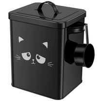 Cat Food Container 6L Large Capacity Pet Food Storage Bin with Lid Airtight Metal Pet Storage Bucket Portable Cute Cat Treat Container for Home Travels