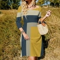 thumbnail image 3 of Abstract Geometric Color Block Design Flare Dress Square Neck Dress Elegant Female Fashion Printed Dress, 3 of 9