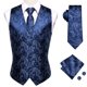 thumbnail image 1 of Hi-Tie-Chaleco de seda negro para hombre, conjunto de gemelos y pañuelo con corbata de Jacquard de Cachemira, chaleco Formal de negocios sin mangas con cuello en V, 1 of 5