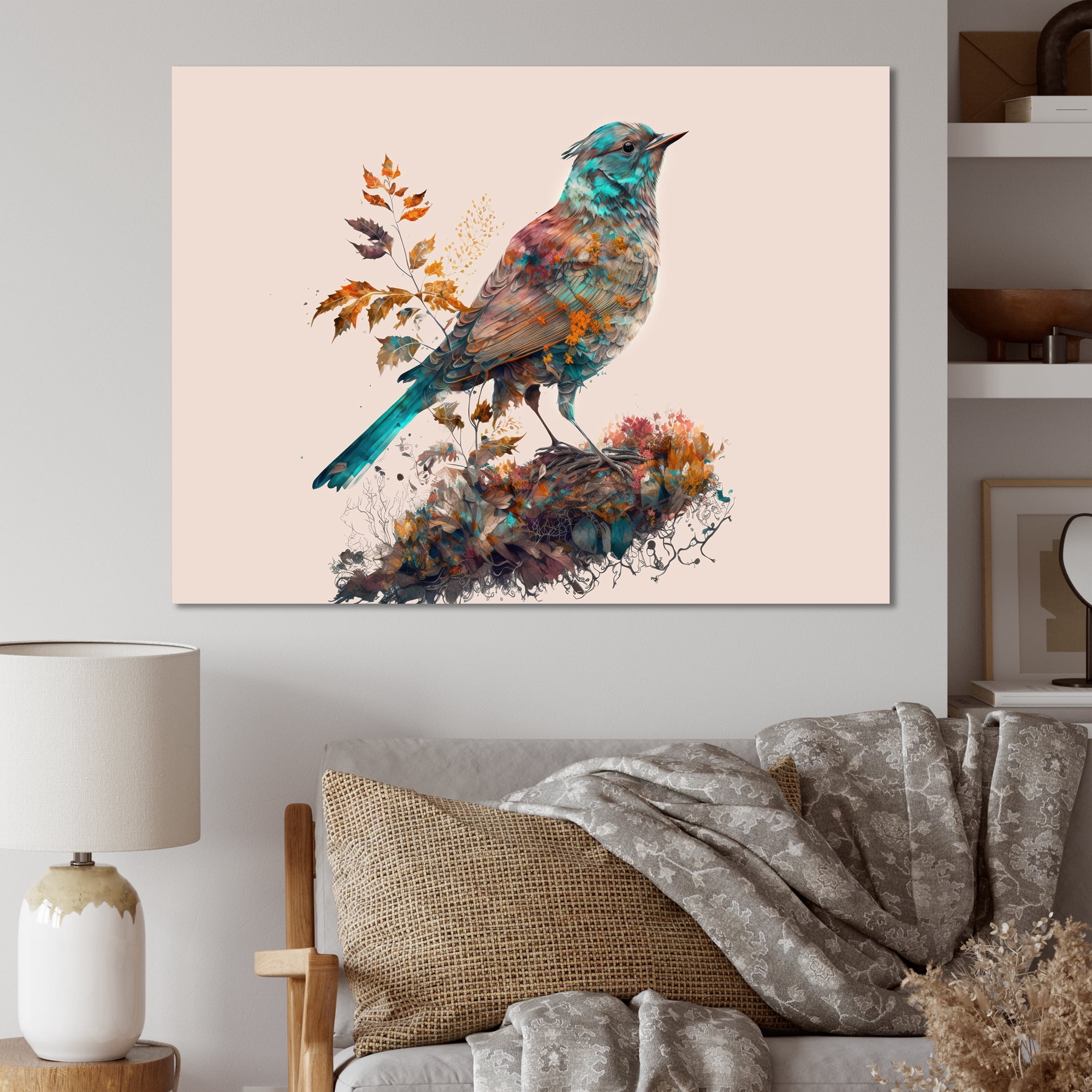 Designart Double Exposure Of A Bird With Nature Landscape I Canvas Wall Art